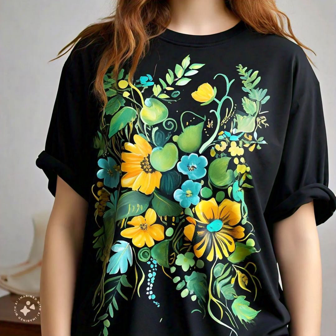 Hand Painted Floral T-shirt